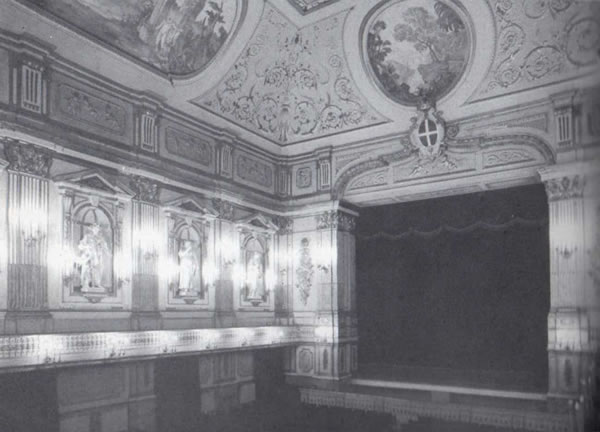 Paesaggio, 1950, decorazione soffitto (tondo palcoscenico) Teatrino di Corte, Palazzo  Reale